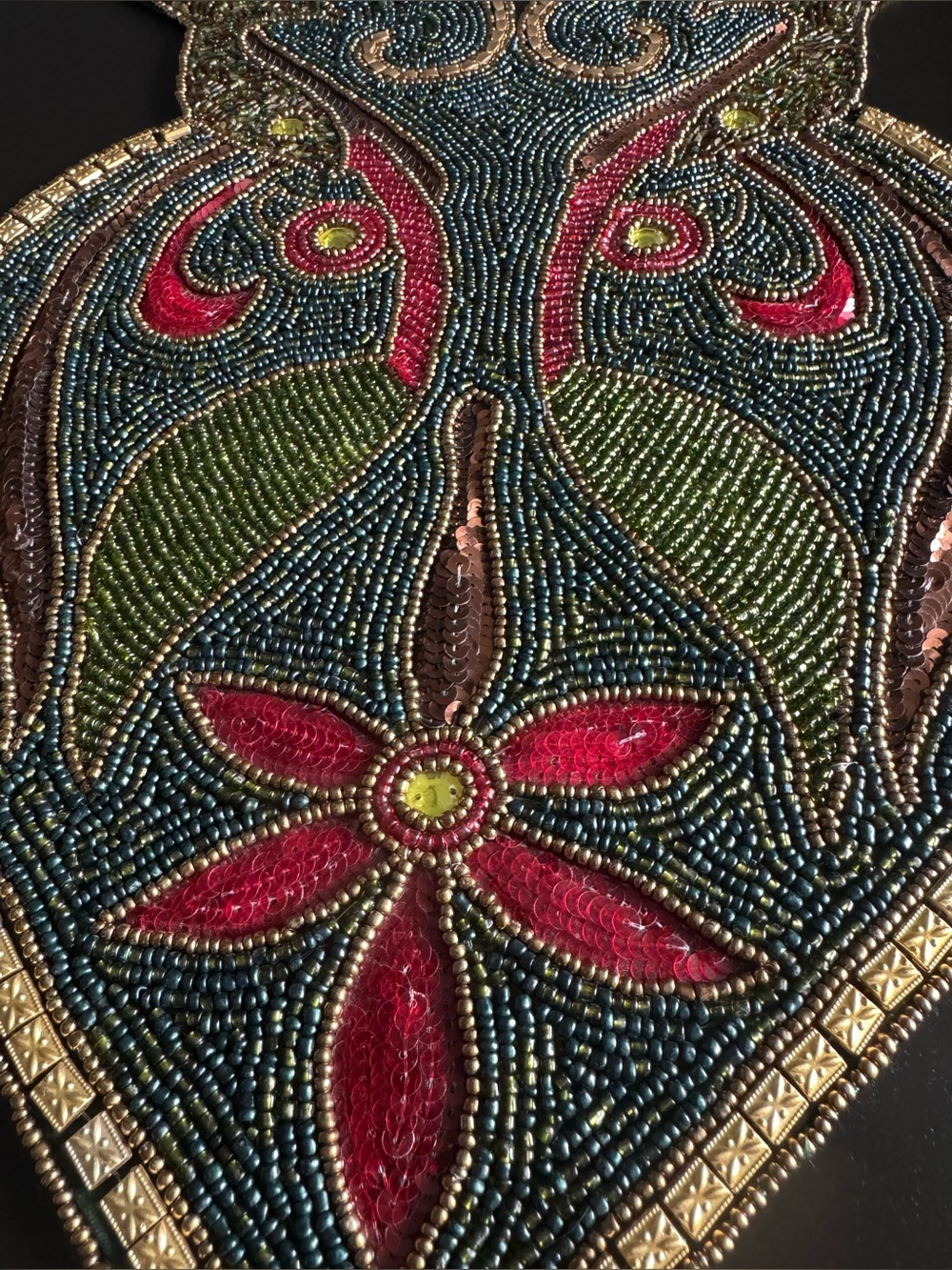 Pier 1 Beaded Floral Scroll Table Runner - Picture 2 of 8